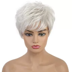   118, FEHÉR-ŐSZ RÖVID PARÓKA, SZÉP DÚS, PRÉMIUM MINŐSÉG!