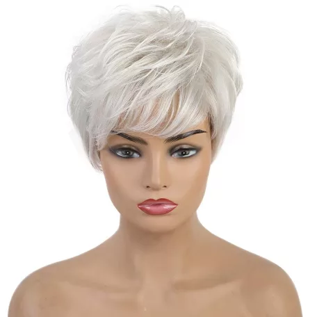 118, FEHÉR-ŐSZ RÖVID PARÓKA, SZÉP DÚS, PRÉMIUM MINŐSÉG!