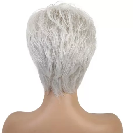 118, FEHÉR-ŐSZ RÖVID PARÓKA, SZÉP DÚS, PRÉMIUM MINŐSÉG!