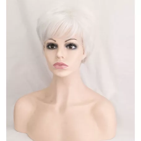 118, FEHÉR-ŐSZ RÖVID PARÓKA, SZÉP DÚS, PRÉMIUM MINŐSÉG!