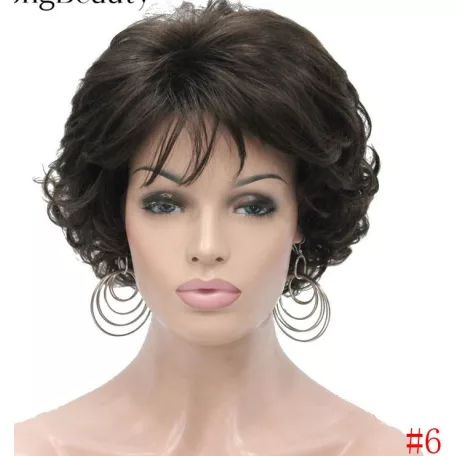 108b, ELEGÁNS, JÓ MINŐSÉGŰ SÖTÉT MÉLY-BARNA SZÉP DÚS PARÓKA, PRÉMIUM MINŐSÉG