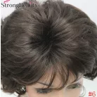 108b, ELEGÁNS, JÓ MINŐSÉGŰ SÖTÉT MÉLY-BARNA SZÉP DÚS PARÓKA, PRÉMIUM MINŐSÉG