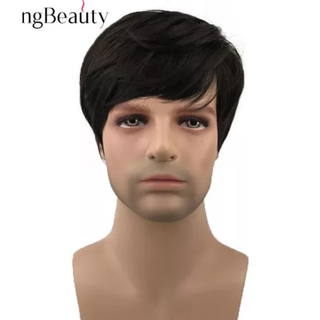 FEKETE FÉRFI paróka, Valódi haj felhasználásával