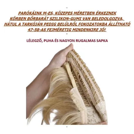 9cc, VILÁGOS SZŐKE ELEGÁNS paróka, PRÉMIUM MINŐSÉG!