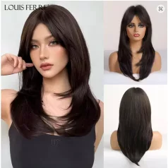   LIZI 6, ELGÁNS, SÖTÉTBARNA PARÓKA, VALÓDI HAJ FELHASZNÁLÁSÁVAL