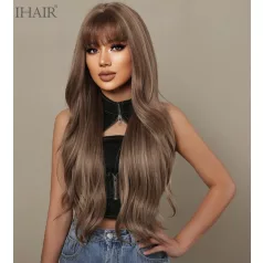   EXTRA HOSSZÚ, SÖTÉT-SZŐKE MELÍROZOTT PARÓKA, VALÓDI HAJ FELHASZNÁLÁSÁVAL! 