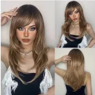 46A, KÜLÖNLEGES, FOKOZATOSAN VÁGOTT, DIVATOSAAN MLÍROZOTT SÖTÉTBARNA PARÓKA, PRÉMIUM MINŐSÉG