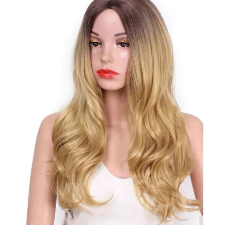 VILÁGOSBARNA HULLÁMOS OMBRE (tövénél sötétebb) PARÓKA, VALÓDI HAJ FELHASZNÁLÁSÁVAL!