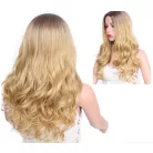 VILÁGOSBARNA HULLÁMOS OMBRE (tövénél sötétebb) PARÓKA, VALÓDI HAJ FELHASZNÁLÁSÁVAL!