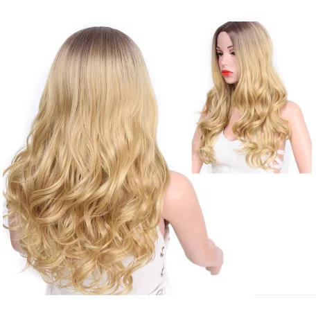 VILÁGOSBARNA HULLÁMOS OMBRE (tövénél sötétebb) PARÓKA, VALÓDI HAJ FELHASZNÁLÁSÁVAL!