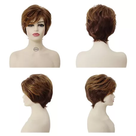 16, ANDREA5,GÖNDÖR VILÁGOSBARNA DIVATOS PARÓKA, VALÓDI HAJ FELHASZNÁLÁSÁVAL