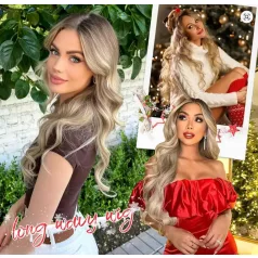   74a, GYÖNYÖRŰ HULLÁMOS SZŐKE OMBRE PARÓKA, VALÓDI HAJ FELHASZNÁLÁSÁVAL