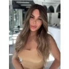 38/8, HOSSZÚ CSOKIBARNA PARÓKA, VALÓDI HAJ FELHASZNÁLÁSÁVAL